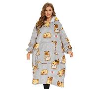 THREE POODLE Sweat à Capuche Enfant, Couverture à Capuche Surdimensionnée, Poncho Polaire Pull Plaide Pelucheux en Sherpa pour Enfant, Hommes et Adultes, Cadeau