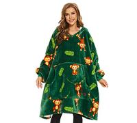 THREE POODLE Sweat à Capuche Femme Couverture à Capuche Surdimensionnée Pull Plaid Polaire Sweatshirt à Capuche Ultra Douce et Chaude Pull Couverture pour Femme Hommes et Enfants Cadeau