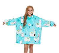 THREE POODLE Sweat à Capuche Femme, Couverture à Capuche Surdimensionnée, Pull Plaid Polaire Sweatshirt à Capuche Ultra Douce et Chaude,Pull Couverture pour Femme, Cadeau