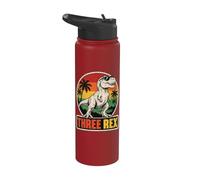 Three Rex 3rd Birthday Third Dinosaur for 3 Year Old Kids Stainless Steel Insulated Water Bottle