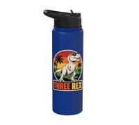 Three Rex 3rd Birthday Third Dinosaur for 3 Year Old Kids Stainless Steel Insulated Water Bottle