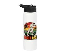 Three Rex 3rd Birthday Third Dinosaur for 3 Year Old Kids Stainless Steel Insulated Water Bottle
