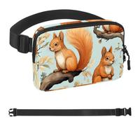 Three Squirrels on a Branch-1068 Sac banane unisexe style : sac banane tendance, sacs à bandoulière sport fin et tendance pour jogging, randonnée, randonneur, femme, homme, multicolore, 4 x 23 x 15