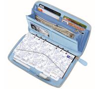 Three Way Cut Portefeuille pour espèces Azur Tout-en-Un avec 12 enveloppes à onglets, 12 Cartes budgétaires mensuelles, 1 Feuille de Planification budgétaire annuelle, Ensemble Complet pour espèces