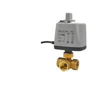 Three-Way Electric Ball Valve With Manual Switch Brass Female Thread 2-Wire Motorized 3-port Ball Valve AC/DC 12V 24V 110V 220V(T-TYPE_DC24V_NORMALLY OPEN)