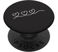 Three White Hearts Love Black Popgrip - Stand And Grip For Smartphone/Tablet With Interchangeable Top