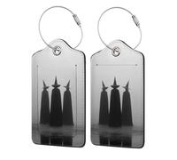 Three Witches Standing in The Fog Lot de 2 étiquettes de bagage en cuir avec rabat d'intimité et boucle en métal pour homme et femme