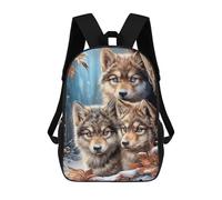 Three Wolves in Winter Forest Sacs À Dos Imprimés En 3D Pour Enfants 17inch Sacs À Dos Tendance Et Décontractés Pour La Journée, Sacs De Voyage, Sacs À Dos D'extérieur Pour Garçons Et Filles