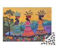 Three Women Carrying Jars,Art Populaire StylePuzzles pour Adultes 70x50cm/1000pcs,Jeux De Défi