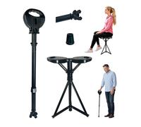 ThreeDokke Canne Siege, Canne Pliante, Canne LéGèRe RéGlable en Hauteur pour Adultes et Seniors, Adaptée à la Randonnée et à Une Utilisation en Extérieur, avec Sac de Transport (Capacité 250KG)