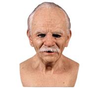 Threegoat Masque Complet en Latex d'halloween, Masque de Vieil Homme Masque de tête plissé Humain réaliste, revêtement de Visage de Vieil Homme