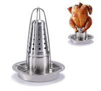Threegoat Rôtissoire à poulet - Le nouveau support de poulet en acier inoxydable - Boîte à bière pour barbecue à poulet - Cocotte à volaille avec récipient aromatique