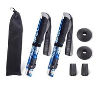ThreeH 2 Pcs par Set Bâtons Trekking Bâton Randonnée Télescopique Pliable Bâton Marche pour Homme Femme Facile à Utiliser Ultraléger pour Randonnée Camping Voyage Bleu