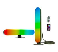 ThreeH Barres lumineuses LED intelligentes Lampes ambiantes à double LED Couleurs Synchronisation de la musique Réglage de la minuterie pour PC Salle Gaming TV Rétroéclairage
