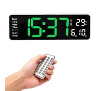 ThreeH Grande horloge numérique avec télécommande - Heure - Date - Température et jour de la semaine - Pour salon, chambre à coucher et bureau