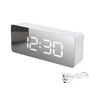 ThreeH Horloge Bureau à Miroir LED avec Fonction Snooze Affichage de la température Réveil numérique pour la décoration de la Chambre à Coucher à la Maison Blanc