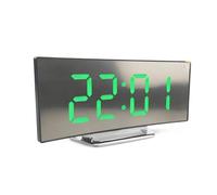 ThreeH Horloge de bureau incurvée créative avec grand écran LED et fonction de répétition de finition miroir pour la famille et les professionnels