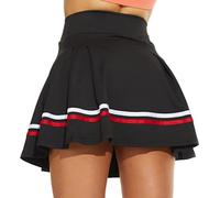 ThreeH Jupe de Tennis Taille Haute pour Femmes Short à Doublure intégrée Uniformes Scolaires pour Filles Yoga Jupes plissées avec 2 Poches Noir