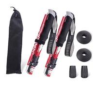ThreeH Lot de 2 bâtons de randonnée et de trekking légers en alliage d'aluminium avec système de verrouillage rapide pour homme, femme, personnes âgées, rouge