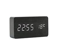 ThreeH Numérique Bois Réveil LED USB Horloges Numériques Affichage Date Heure Semaine Humidité Température AC11 Noir Blanc