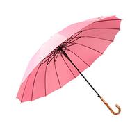 ThreeH Ouverture Automatique Parapluie de Golf Classique Manche en Bois Coupe-Vent Solide Parapluie Voyage Léger KS08,Pink