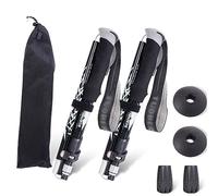 ThreeH Paire de 2 Bâtons Randonnée Voyage avec Système Verrouillage Rapide pour Hommes Femmes Bâtons Marche pour Seniors Bâtons Marche Pliants Ultralégers pour la Randonnée Noir