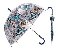 ThreeH Parapluie à bulles transparent Poignée courbée en plastique robuste Dôme transparent Ouverture automatique avec 8 nervures,Bleu
