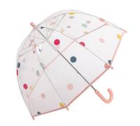 ThreeH Parapluie à bulles transparent pour enfants Côtes légères à 8 fibres Ouverture manuelle Auvent à pois mignons 28 pouces pour garçons filles âgés de 3 à 10 ans,Rose