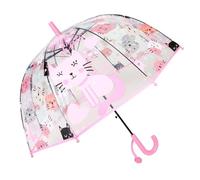 ThreeH Parapluie à bulles transparent pour enfants Ouverture automatique Chat mignon en dessin animé pour les filles de 3 à 8 ans,Rose