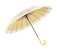 ThreeH Parapluie à Ouverture Automatique Poignée Classique en bois Canopée Résistante 210T pour les Journées Ensoleillées et Pluvieuses, Jaune