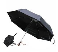 ThreeH Parapluie à ouverture et fermeture automatiques Poignée en forme de crâne et canopée imprimée Squelette Pluie Protection UV 3 Parapluie pliant,Noir