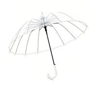 ThreeH Parapluie Canne Ouverture Automatique Resistant au Vent Transparent Dôme Parapluie à Bulles KS10,White