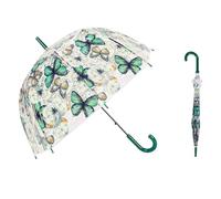 ThreeH Parapluie dôme pour femmes avec canopée POE coupe-vent Poignée courbée avec de beaux motifs de papillons Ouverture automatique,Vert