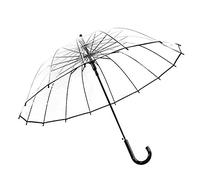 ThreeH Parapluie en bâton transparent Coupe-vent Automatique Stable Léger 16 Côtes PVC Dome Parapluie de mariage, Noir