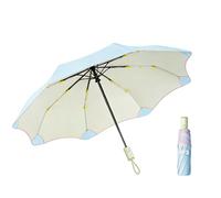ThreeH Parapluie pliable compact à ouverture et fermeture automatique anti-pluie et anti-UV anti-rebond avec coin rond anti-piquage