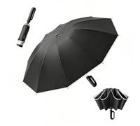 ThreeH Parapluie pliable inversé à ouverture et fermeture automatiques avec 10 baleines en fibre de verre pour homme et femme pour voyage, randonnée, extérieur
