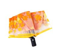 ThreeH Parapluie pliable transparent à ouverture et fermeture automatique avec motif feuilles, Jaune