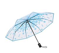 ThreeH Parapluie pliable transparent avec jolis motifs cerises, Bleu