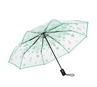 ThreeH Parapluie pliable transparent avec jolis motifs cerises, Vert