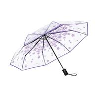 ThreeH Parapluie pliable transparent avec jolis motifs cerises, Violet