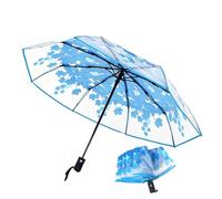 ThreeH Parapluie transparent à bulles à ouverture et fermeture automatiques avec joli motif de feuilles