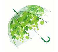 ThreeH Parapluie transparent avec feuilles, long manche, dôme à bulles, poteau droit, interrupteur automatique imperméable pour photographie pour femmes et enfants SJ59, vert, un tamaño