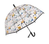 ThreeH Parapluie Transparent et Transparent pour Enfants avec Poignée Incurvée Facile à Prendre en Main Parapluie Dôme Bulle à Ouverture Automatique Noir