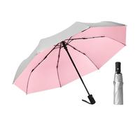 ThreeH Parapluie UV Protection solaire UPF 50+ Ouverture et fermeture automatique Parapluie compact Structure en fibre de verre, couche d'argent,Rose