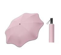 ThreeH Parapluie UV Protection solaire UPF 50+ Parapluie de voyage compact à ouverture et fermeture automatiques Bande réfléchissante,Rose