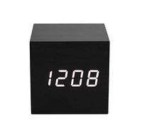 ThreeH Réveil LED numérique en Bois Cube avec Affichage Heure, Date Et Température (USB/Piles) AC10 Noir Blanc
