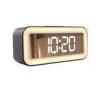 ThreeH Réveil numérique LED : luminosité personnalisée, calendrier/temp 3 sons d'alarme avec piles/USB, horloge de chevet pour adultes, enfants