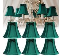 Threehoney Lot de 6 abat-jour de Noël à clipser en velours avec nœud, 12,7 x 15,2 cm, abat-jour en forme d'empire pour lustre, mur, bougie, couverture de lumière pour les vacances, décoration