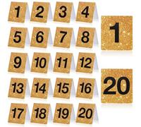 Threehoney Numéros de table dorés de 1 à 50 pour mariage, 8,9 x 8,9 cm, double face, numéros de table de restaurant, cartes de numéro de siège de réception, cartes en acrylique pour événements