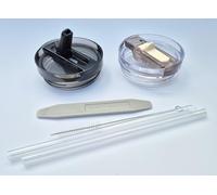 ThreeRs Couvercle anti-fuite de rechange pour gobelet Stanley Cup de 1200 ml, 2 couvercles à paille, 2 pailles réutilisables, 1 brosse de nettoyage, bec amovible, élégant et facile à nettoyer (noir